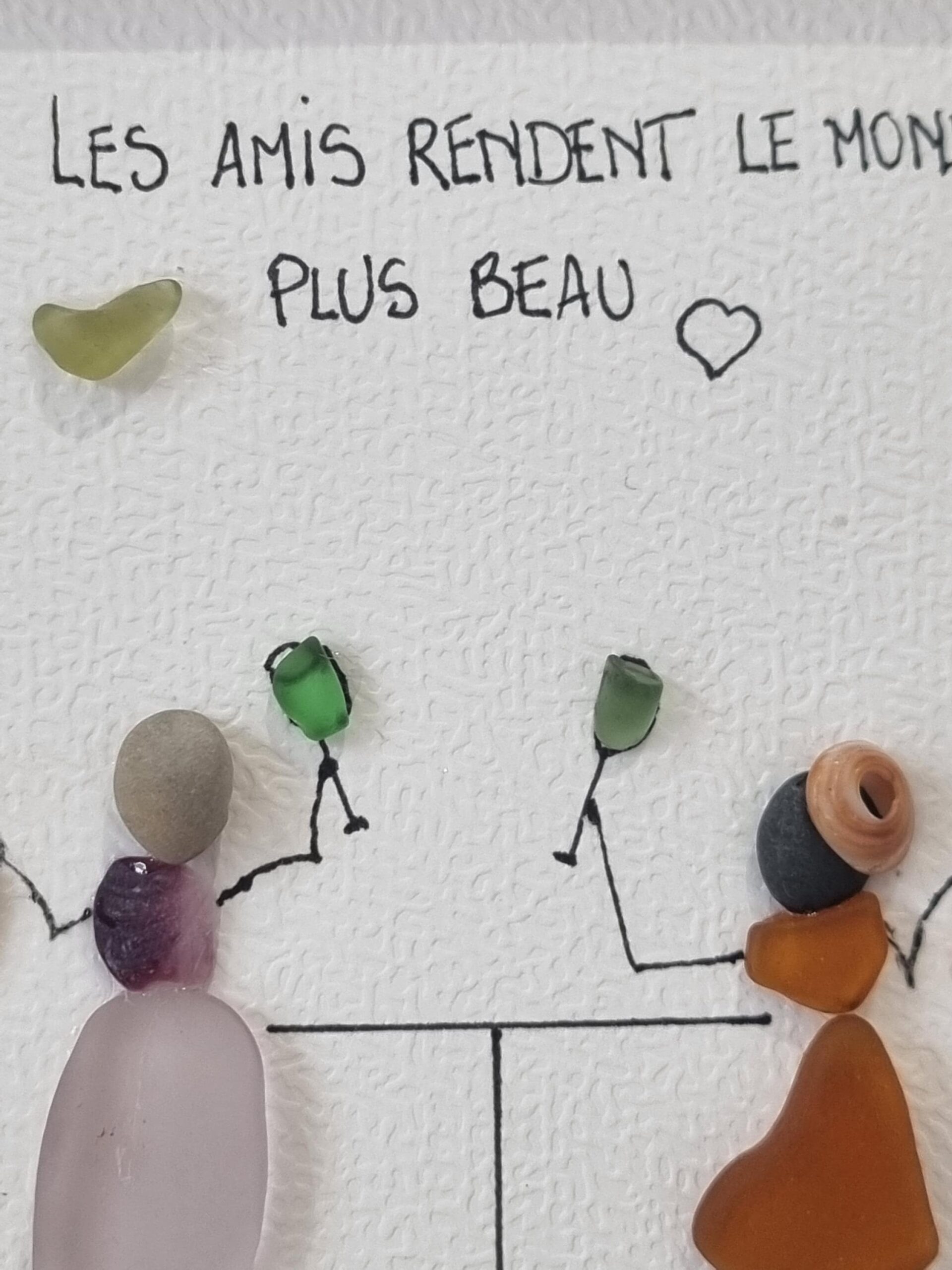 Cadre amitié personnalisé verre poli – Cadeau meilleure amie original – Tableau apéro galets – Décoration amitié unique – Cadeau femme - Image 2