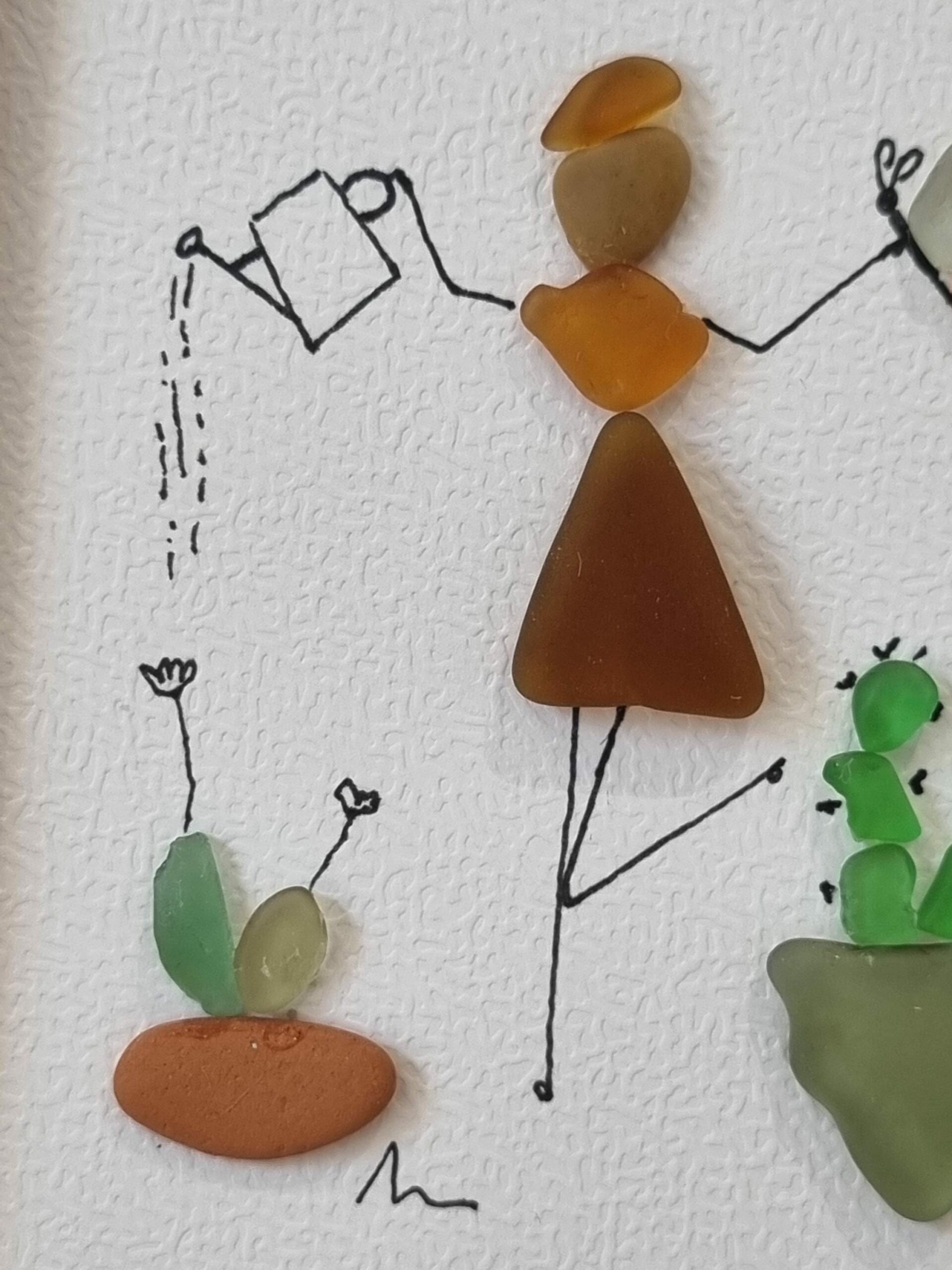 Cadre galets personnalisable bonheur, cadeau original femme, déco zen nature, tableau galets message positif fait main - Seaglass - Image 4