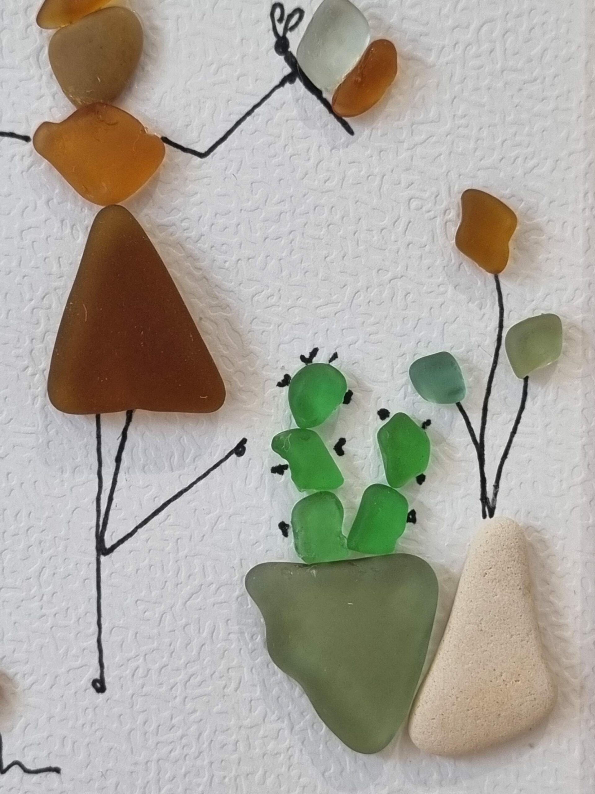 Cadre galets personnalisable bonheur, cadeau original femme, déco zen nature, tableau galets message positif fait main - Seaglass - Image 3