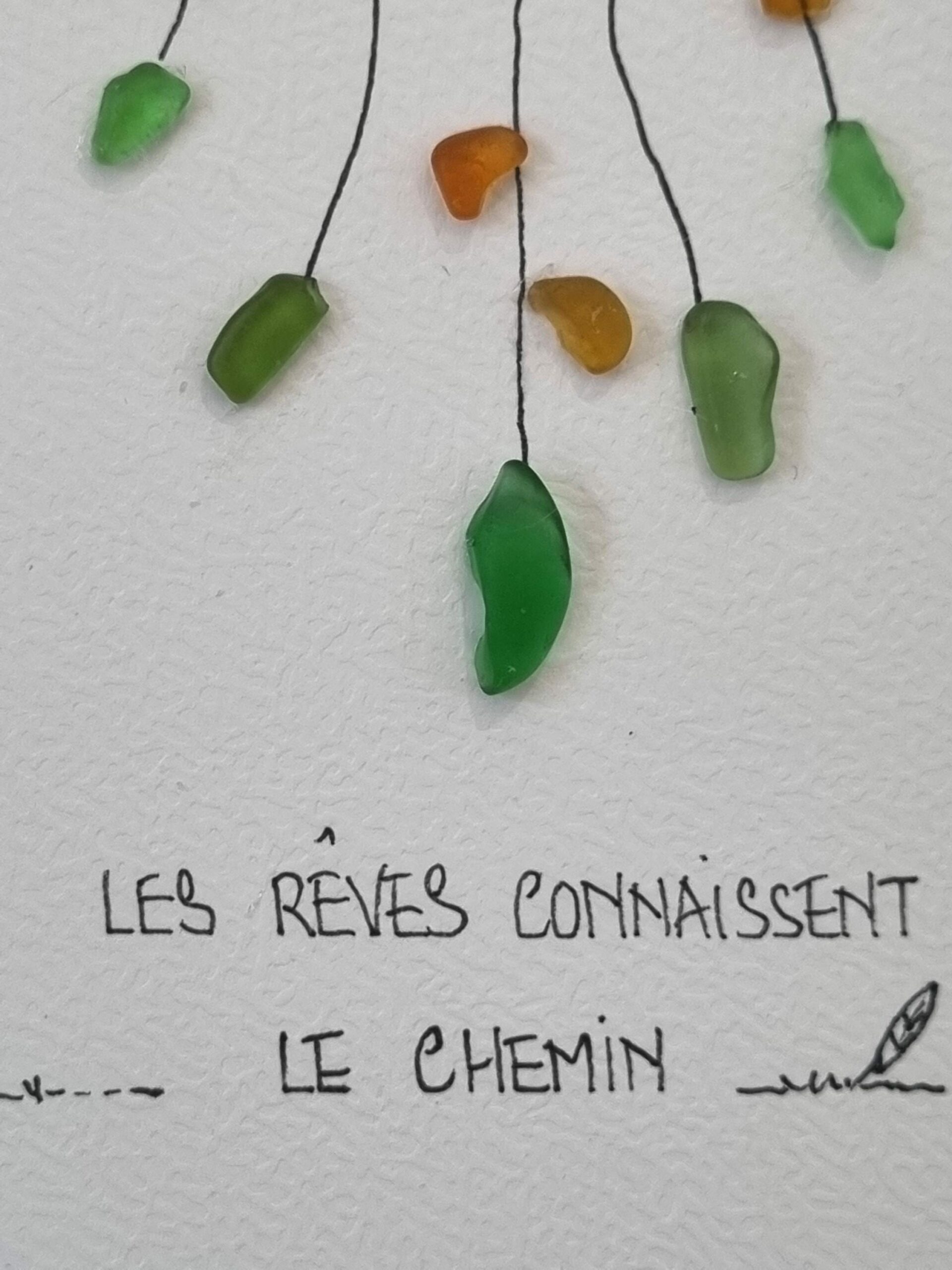 Attrape-rêves en verre de mer personnalisé – Cadre artisanal bohème fait main – Décoration zen et spirituelle unique - Image 2