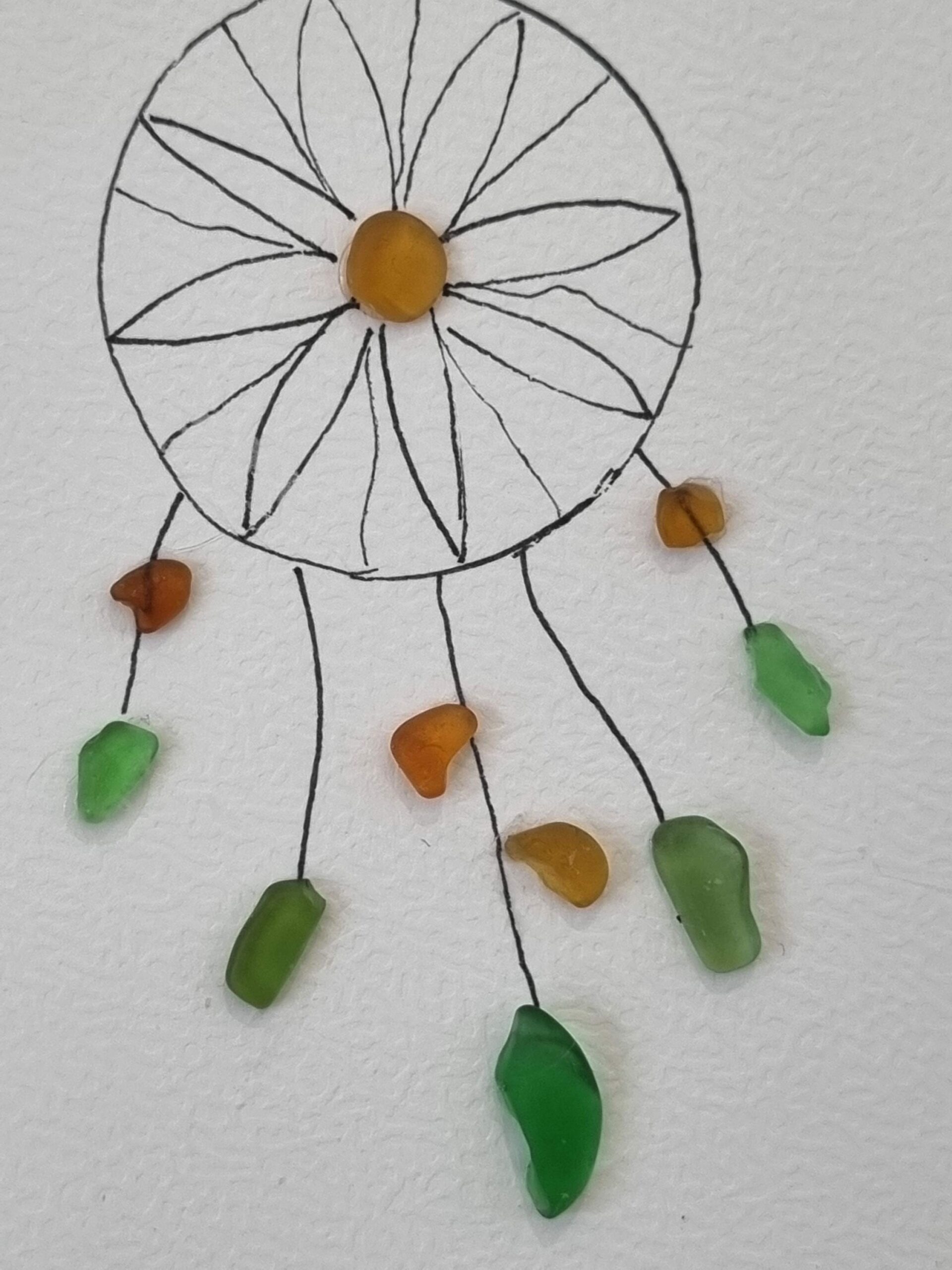 Attrape-rêves en verre de mer personnalisé – Cadre artisanal bohème fait main – Décoration zen et spirituelle unique - Image 3