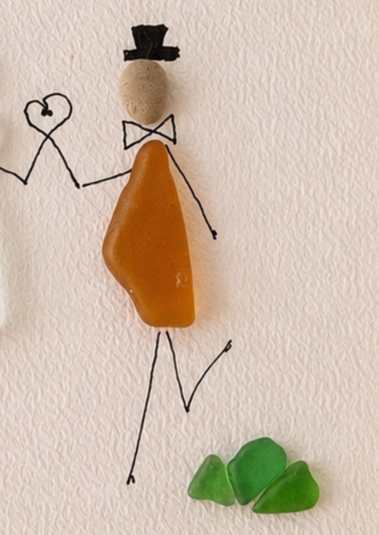 Cadre Mariage personnalisé en verre marin et galets – Cadeau jeunes mariés – Texte et couleur du cadre au choix - Image 3