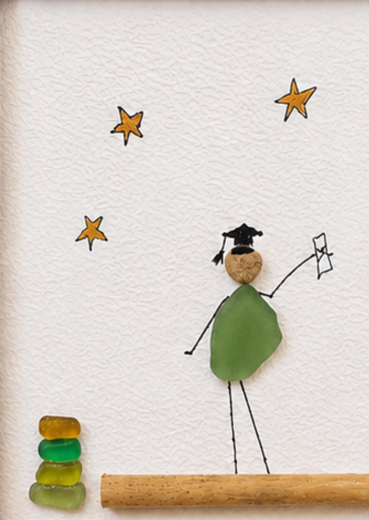Cadeau Diplôme Personnalisé Galets et Verre de Mer | Tableau Étudiant Diplômé | Cadeau Remise de Diplôme Unique Cadre - Image 5