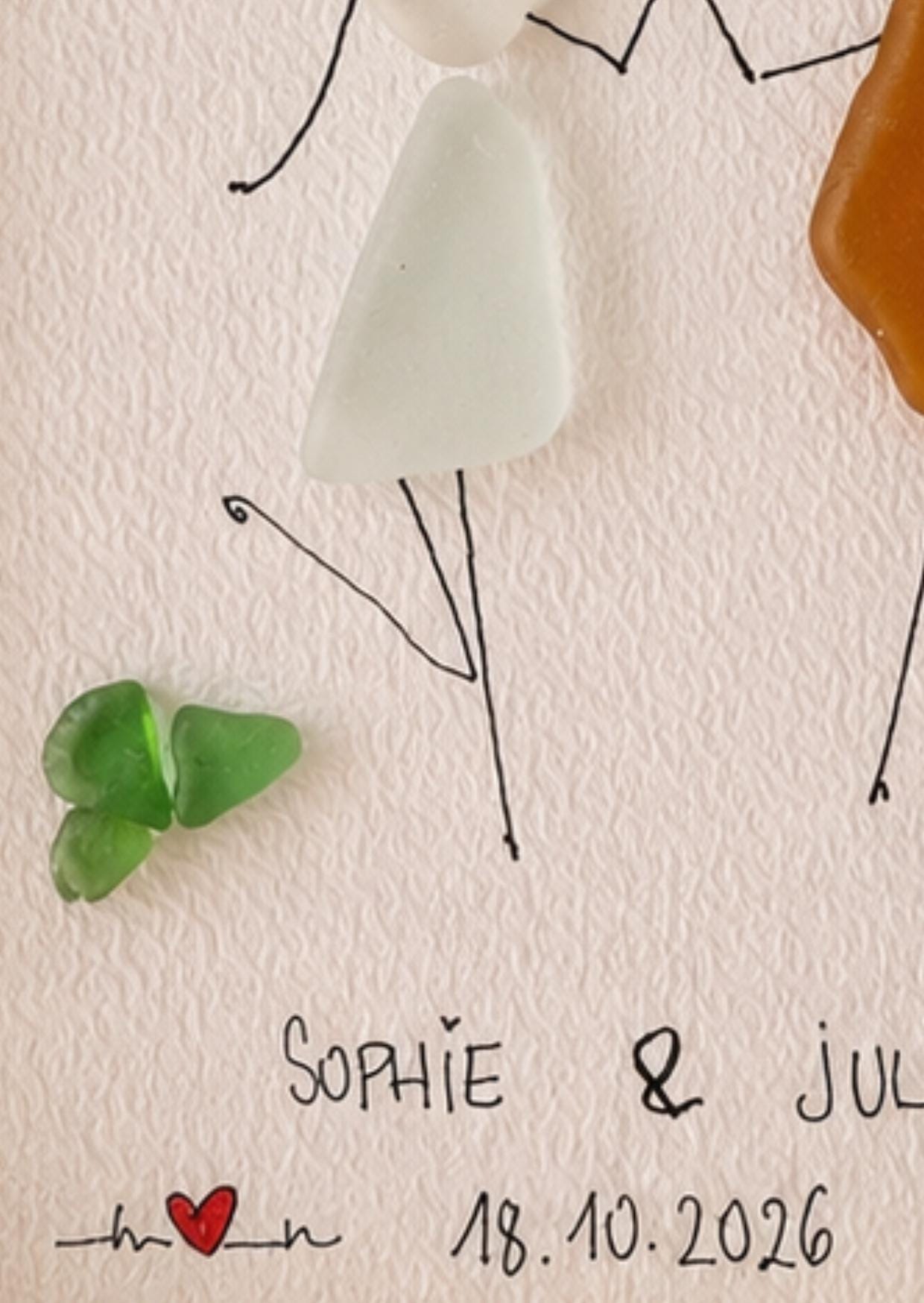 Cadre Mariage personnalisé en verre marin et galets – Cadeau jeunes mariés – Texte et couleur du cadre au choix - Image 5