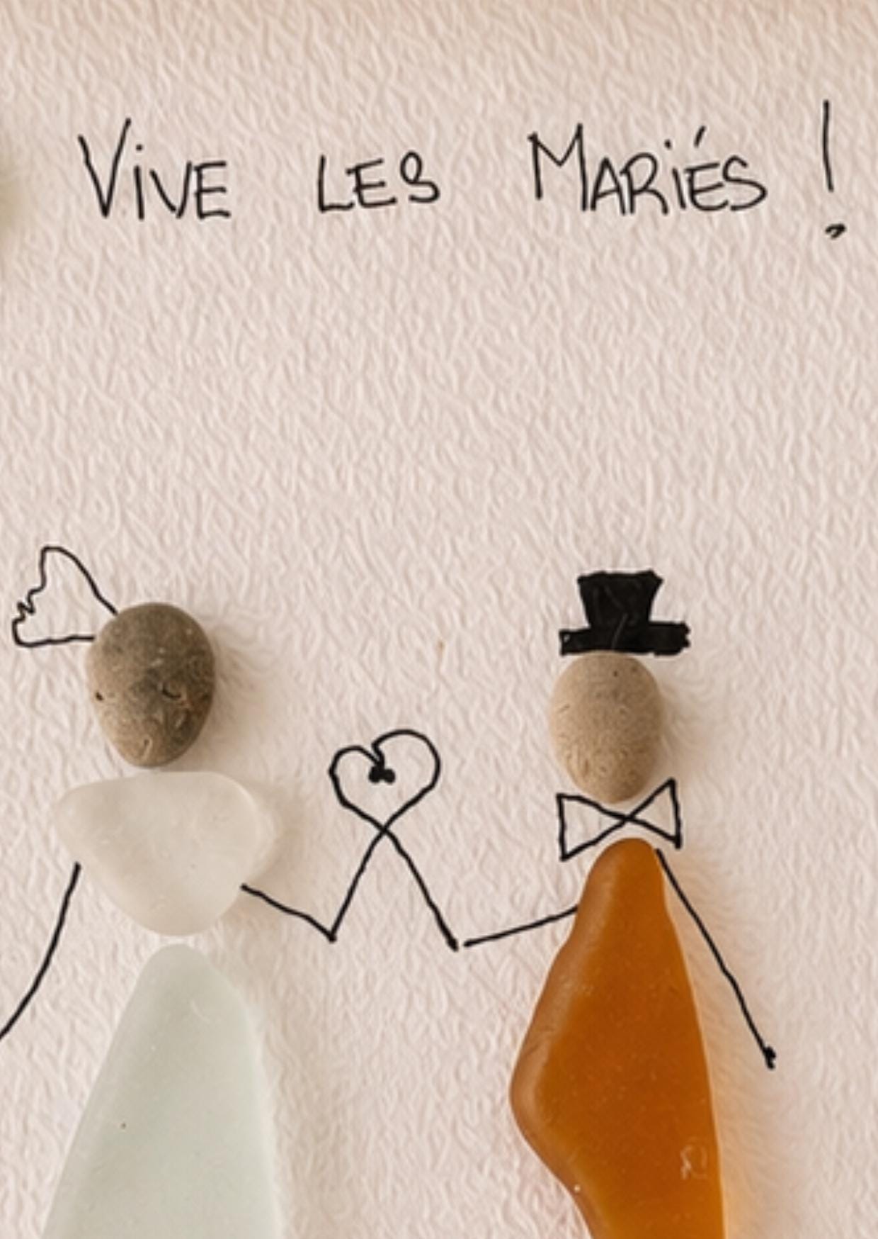 Cadre Mariage personnalisé en verre marin et galets – Cadeau jeunes mariés – Texte et couleur du cadre au choix - Image 4